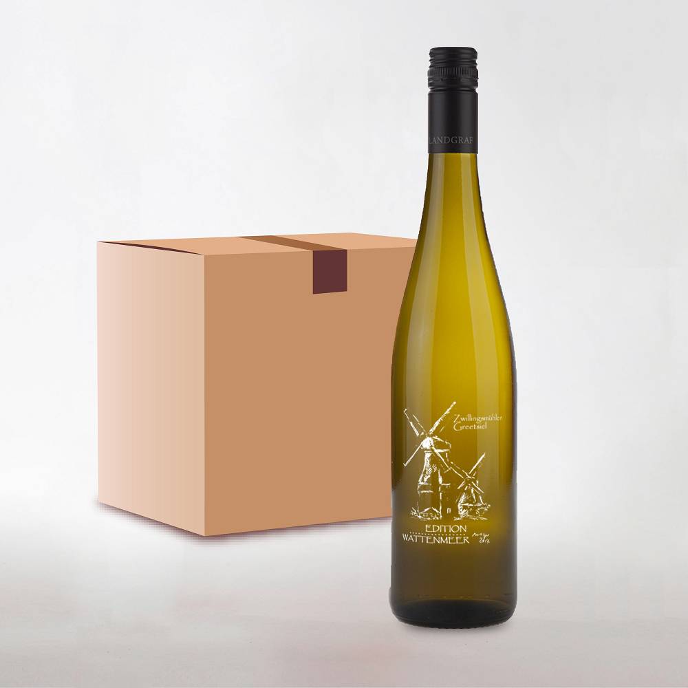 Zwillingsmühlen Greetsiel - Weißwein Gravur