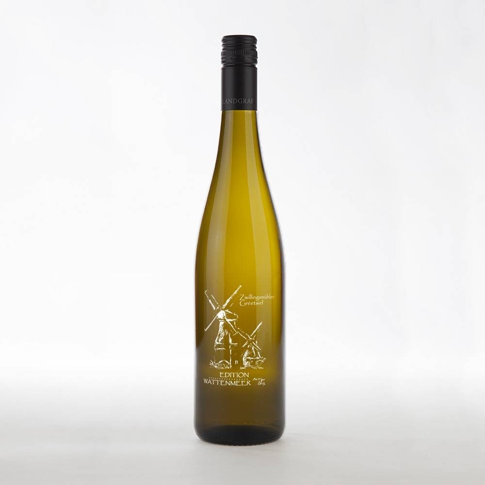 Zwillingsmühlen Greetsiel - Weißwein Gravur